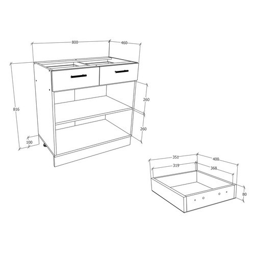 VCM Küchenschrank Esilo Unterschrank mit Schublade in Grau Matt, B/H/T: 80 x 82 x 46 cm - Bild 2