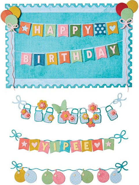 Sizzix Thinlits Stanzschablone All about Banners in Silber aus Metall - Bild 1
