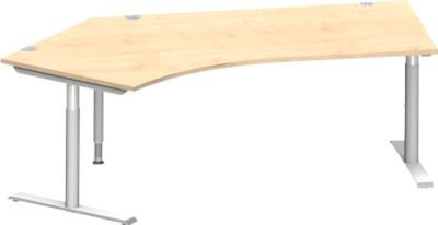 Schäfer Shop Genius Winkelschreibtisch MODENA FLEX 135 Grad mit T-Fuß-Rundrohr, Ahorn/Weiß, Breite: 216,5 cm - Bild 1