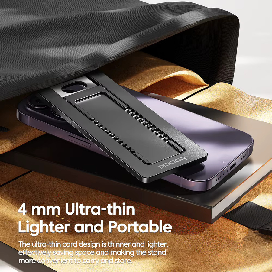 Toocki Tragbarer Telefonhalter, zusammenklappbarer Desktop-Handyhalter für iPhone, Samsung, Xiaomi und Huawei, Schwarz - Bild 3