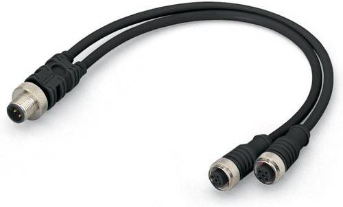 WAGO 756-5516/040-020 Sensor-Aktor-Verteiler und Adapter, M12 Stecker gerade auf Buchse gerade, Schwarz, 10 Stück, Länge: 2,00 m - Bild 1