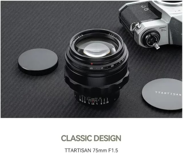 TTArtisan 75mm F1.5 Vollformat-Kameraobjektiv mit Swirly Bokeh für M42-Bajonett in Schwarz - Bild 1