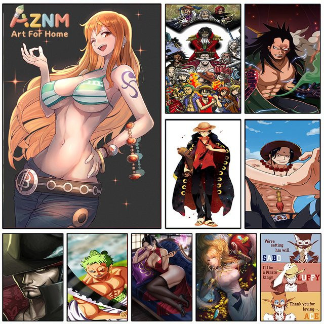 AZNM One Piece Nami Bikini Anime Leinwand-Wandkunstdruck, Mehrfarbig - Bild 1