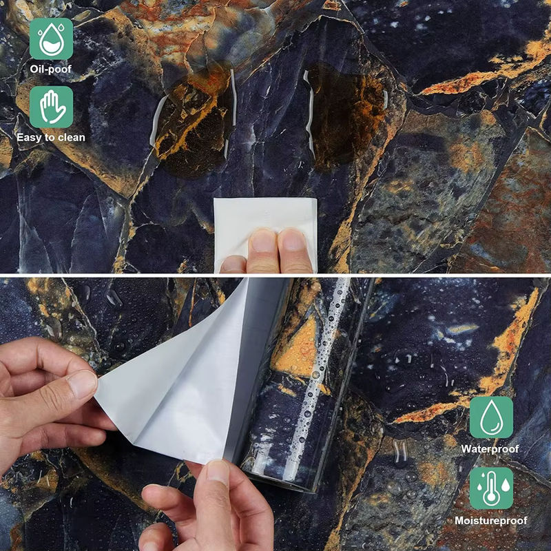 Selbstklebende Marmor Tapete aus Vinyl in Weiß, wasserfeste Dekorationsfolie für Küche und Wohnbereich, Breite: 40 cm - Bild 5