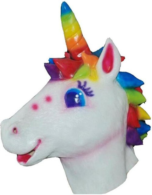 QuillQuest Einhorn Pferd Gesichtsmaske, Latex, Bunt / Mehrfarbig, Zubehör - Bild 1