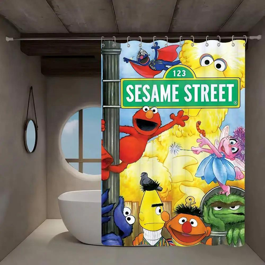 Sesamstraße Duschvorhang für Kinder, Mehrfarbig, Polyester, B/H: 180 x 180 cm - Bild 2