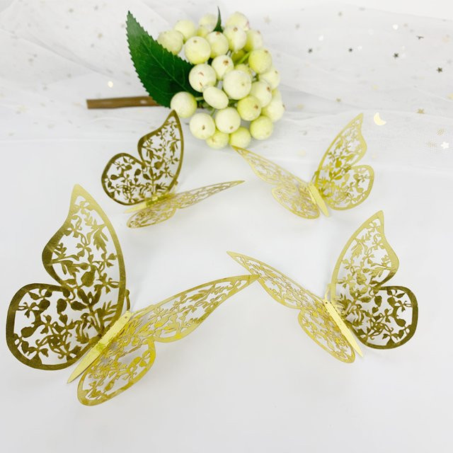 12er Set BRUP 3D Schmetterling Wandaufkleber in Bunt, Rose Gold und Gold zur Wanddekoration für Kinderzimmer und Wohnzimmer - Bild 1
