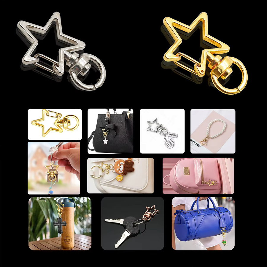 Schlüsselanhänger sternförmig, Messing, Gold, Unisex - Bild 2