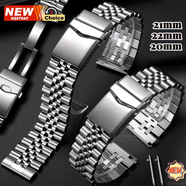 HQstrap Uhrenarmband Edelstahl, Jubilee, Silber, Herren, 20/21/22 mm - Bild 1