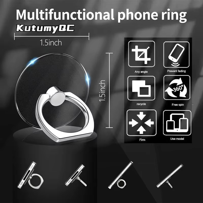 Transparenter 360-Grad-drehbarer Handy-Ringhalter als Fingergriff-Ständer kompatibel mit iPhones und Handyhüllen - Bild 2
