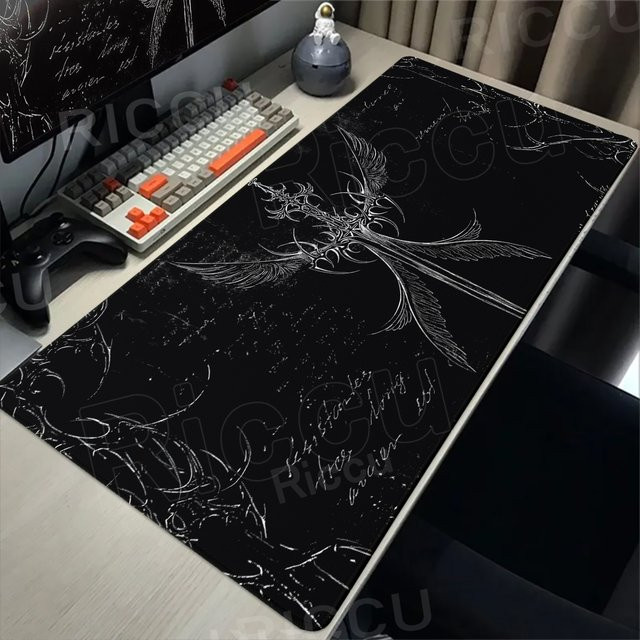 Riccu Schreibtischunterlage Sword Art in Schwarz mit Gothic-Symbol als XXL Mauspad für PC und Gaming-Tastatur - Bild 1