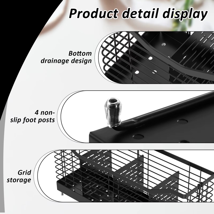 Willstar Besteckhalter und Utensilien-Organizer aus Metall in Schwarz, Aufbewahrungskorb für Küchenbesteck mit großem Fassungsvermögen, B/H/T: 48,0 x 40,0 x 18,7 cm - Bild 4