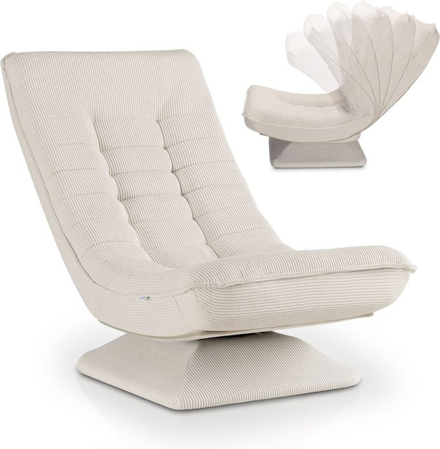 Juskys Relaxsessel Korsika in Cord Beige mit 360 Grad Drehsitz und Metallrahmen - Bild 1