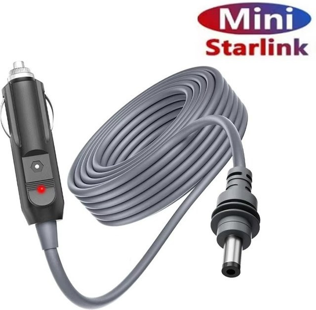 Mrgabwte Starlink Ladekabel mit Mini-Zigarettenanzünder-Adapter 12V Fahrzeug-DC-Verlängerungskabel und digitalem Voltmeter, Schwarz, 2-5m - Bild 1