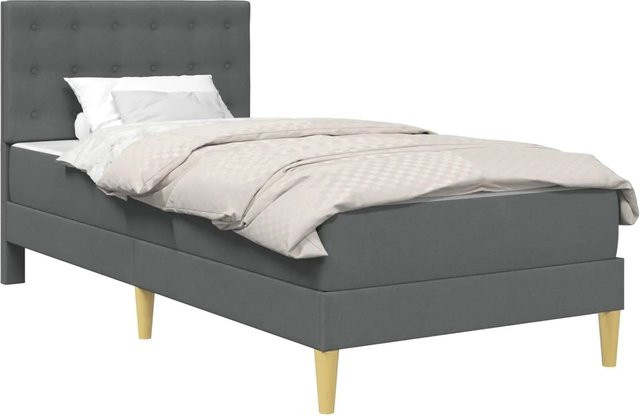 vidaXL Bettgestell mit Matratze in Grau aus Stoff, B/T/H: 90 x 190 x 94 cm - Bild 1