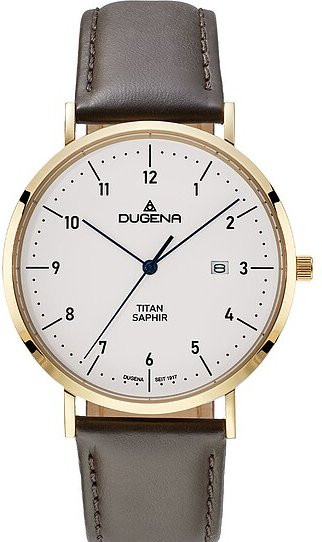 Dugena Armbanduhr Titan, Quarz, Leder, Weiß, Herren - Bild 1