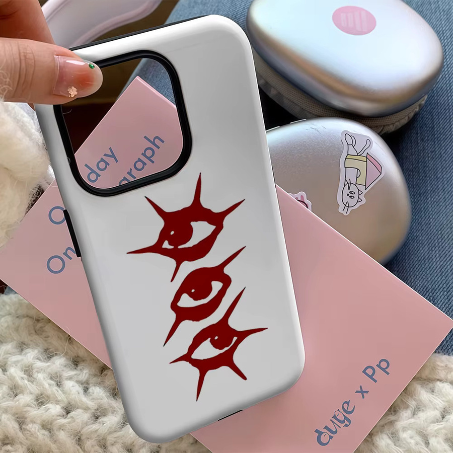 Rote Mystische Augen Handyhülle für Apple iPhone 12 bis iPhone 17 Pro Max Plus mit doppelschichtiger Rückabdeckung - Bild 3
