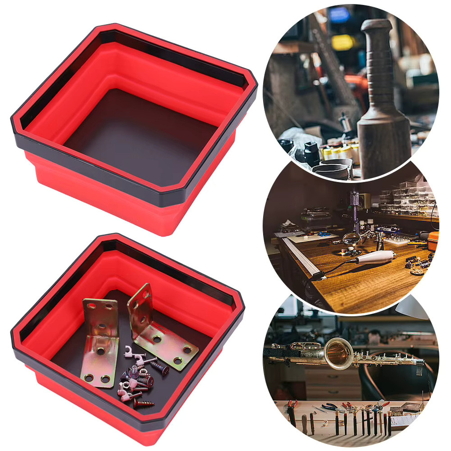 Alloet Magnetische Werkzeugschale zum Zusammenklappen, Mehrfarbiger Organizer für Schrauben und Kleinteile, 11,5 cm - Bild 4