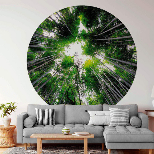K&L Wall Art Runde Vliestapete Hugonnard Wald Baumkronen, mehrfarbig, matt - Bild 2