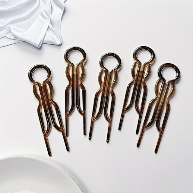 Haarspangen-Set Damen, Vintage, Oval, Mattes Finish, 5 Stück - Bild 1