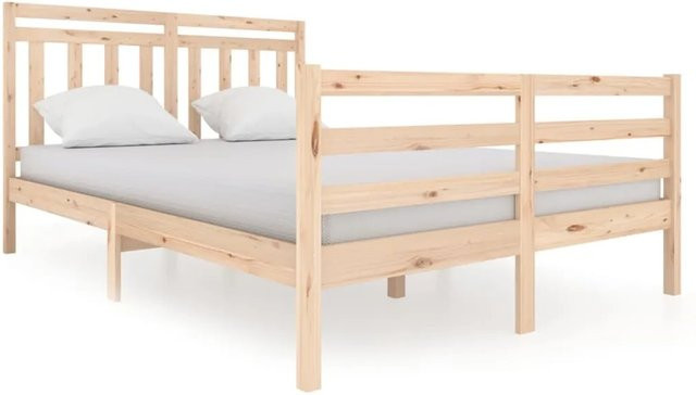 vidaXL Massivholzbett aus Kiefernholz in Braun, rustikales Bett B: 140 cm, T: 200 cm - Bild 1