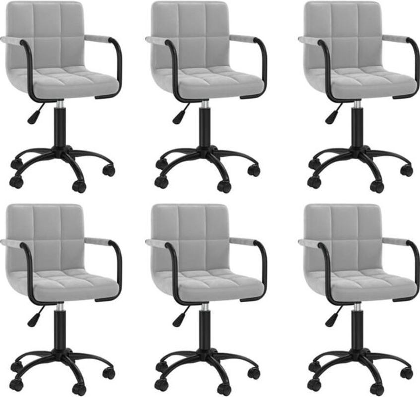Vidaxl Esszimmerstühle 6er Set Modern Grau Samt Drehbar - Bild 1
