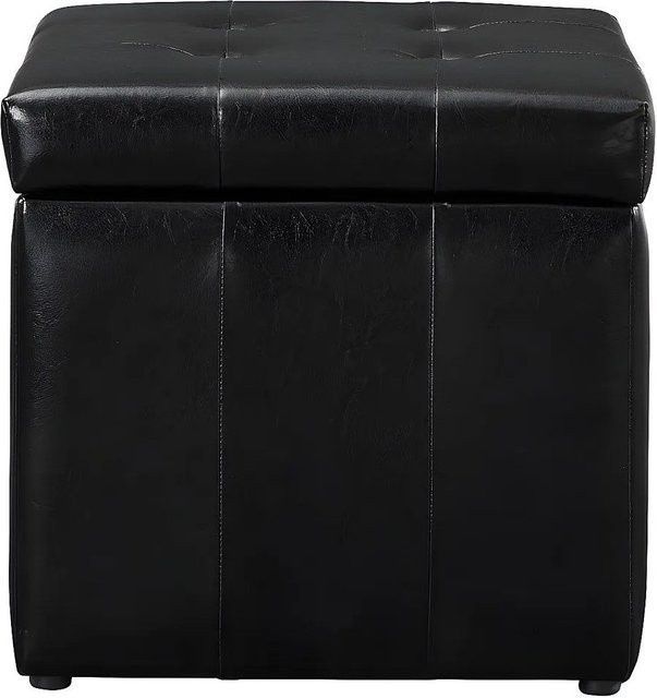 Sitzhocker Serafino Vente-unique in Schwarz mit Kunstleder und Holzgestell, B/T/H: 49 x 49 x 48 cm - Bild 1