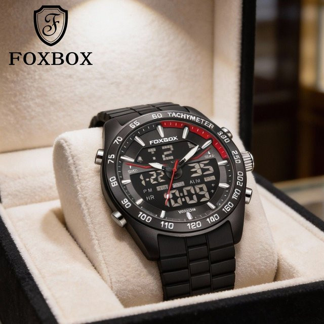FOXBOX Digitaluhr, Quarz, Kunststoff, Schwarz, Herren - Bild 1
