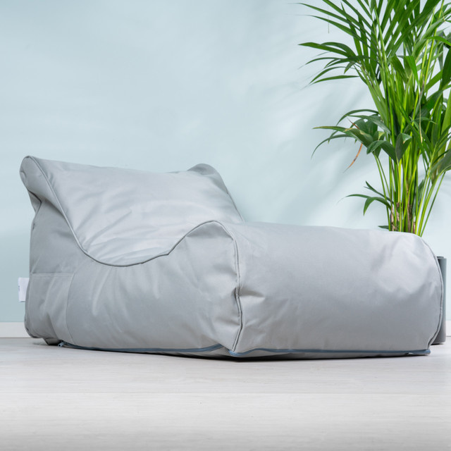 Green Living Sitzsack mit Rückenlehne aus Polyester in Hellgrau, wasserabweisend - Bild 1