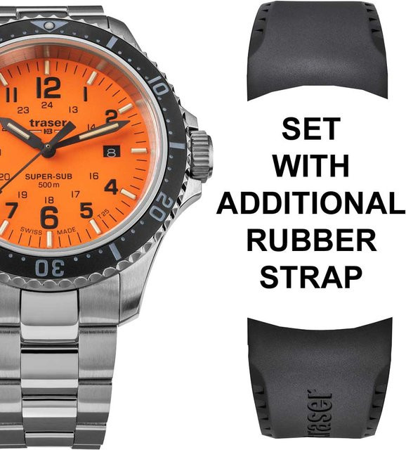 Traser Taucheruhr, Quarz, Edelstahl, Orange, 46 mm, Herren - Bild 1