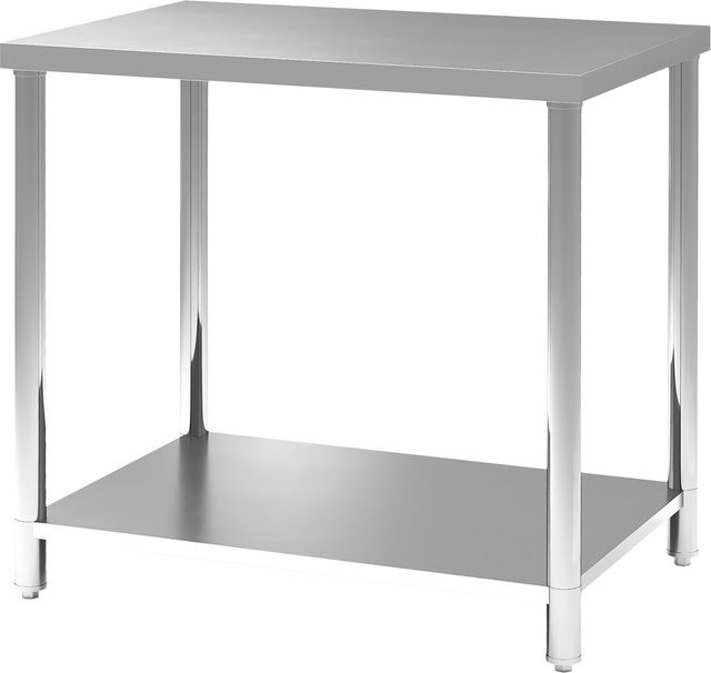 HOMCOM Arbeitstisch aus Edelstahl mit 2 Regalen in Silber, B/T/H: 90 x 60 x 86 cm - Bild 1