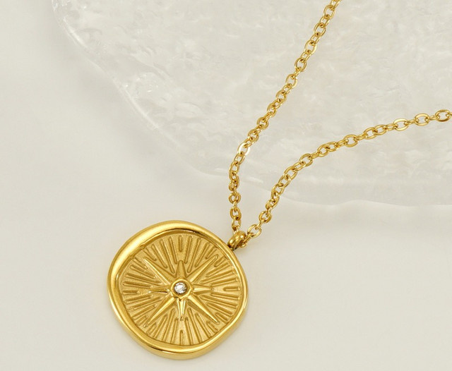 LUXUSTEEL Halskette mit Anhänger, Edelstahl, Gold, Zirkonia, Unisex - Bild 1