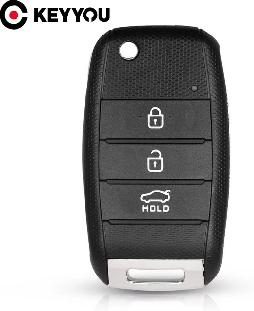 KEYYOU Ersatz-Fernschlüsselgehäuse klappbar mit 3 Tasten in Schwarz für Kia K2 K3 K5 Carens Cerato Forte - Bild 1