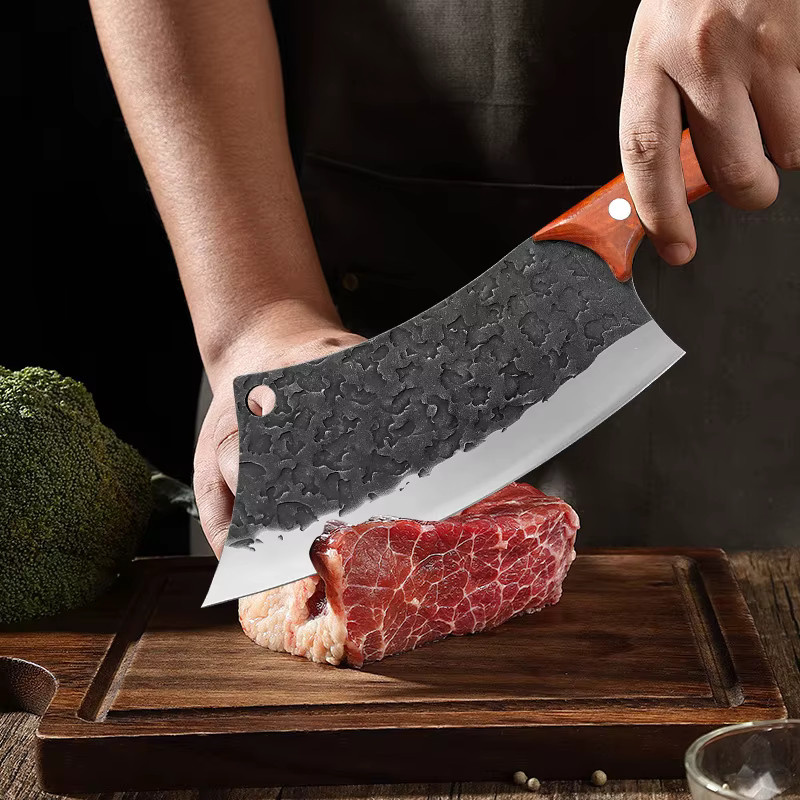GuanQi Küchenmesser mit Holzgriff und Schutzhülle als Cleaver zum Schneiden von Fleisch, Fisch und Obst - Bild 3