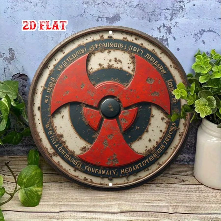 HELLOYOUNG Rundes Vintage-Warnsymbol aus Aluminium in Rot als Wanddekor für Zuhause und Garage, Durchmesser: 20 cm - Bild 3