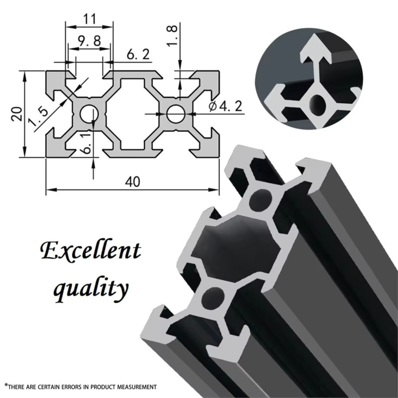 2 Stück T/V-Slot Aluminium Profil Extrusion 20x40 mm, silber eloxiert, für CNC und 3D Drucker - Bild 4