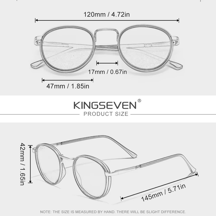 KINGSEVEN Sonnenbrille, Rund, Vollrand, Metall, Unisex, polarisiert - Bild 3