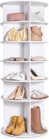 VEVOR Schuhregal Turm mit 6 Ebenen, 360 Grad drehbarer Schuhständer in Weiß, runder Schuhregal Organizer für Schlafzimmer, Wohnzimmer und Flur, Höhe: 158,4 cm, Breite: 60,0 cm, Tiefe: 60,0 cm - Bild 1