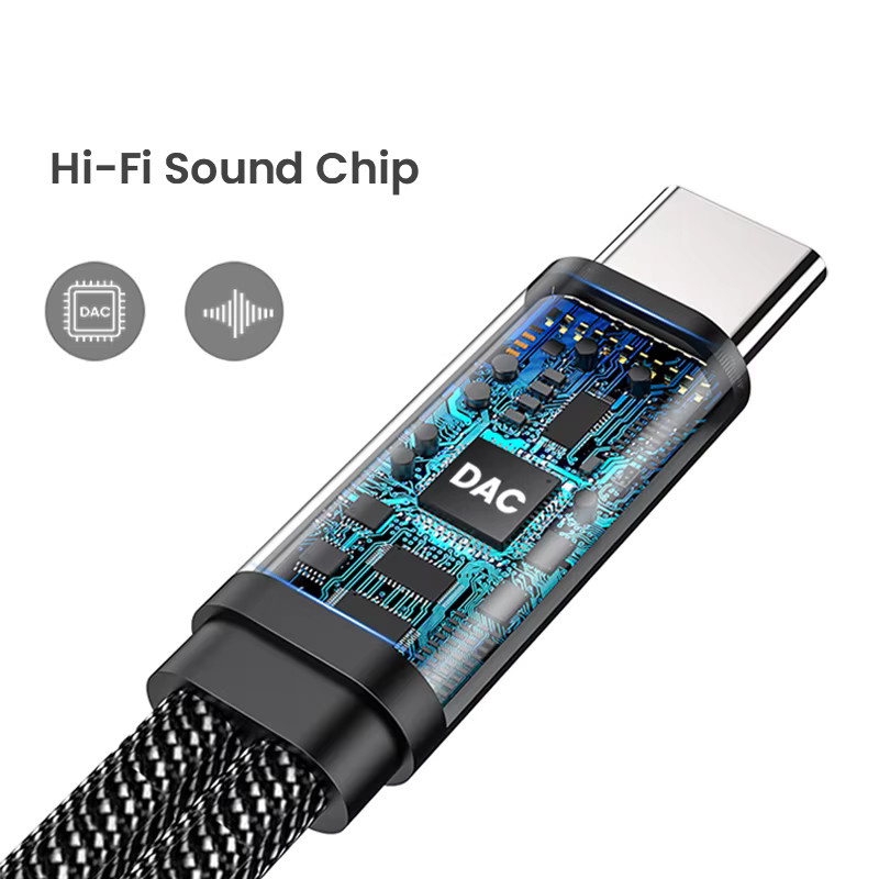 Viesrita 2-in-1 USB-C-zu-3,5-mm-Klinke Audioadapter mit PD 60W Schnellladefunktion in Grau - Bild 4