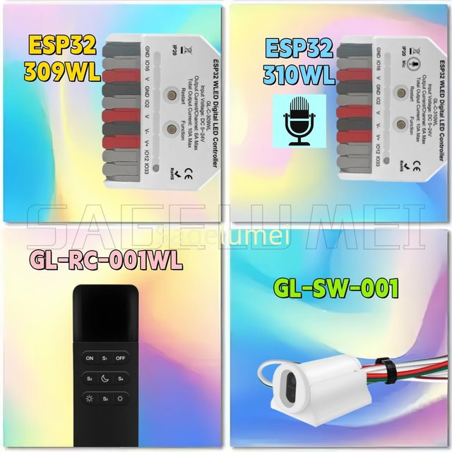 GLEDOPTO ESP32 Mini WLED Controller GL-C-309WL/310WL für dynamische RGB Musik-Beleuchtung mit WS2811 WS2812 SK6812 TM1814 LED Streifen - Bild 1
