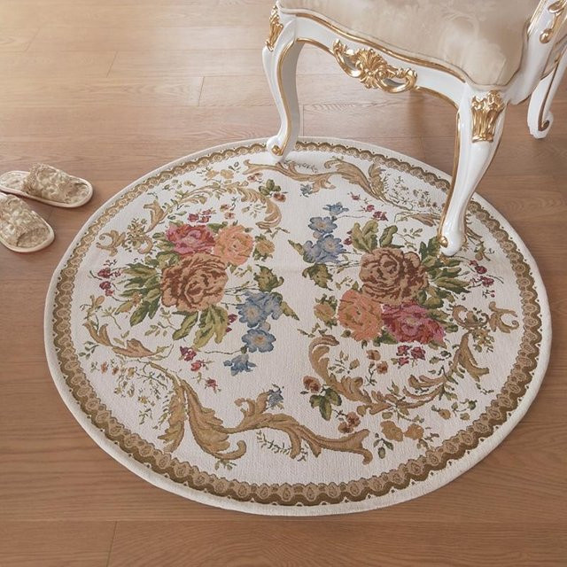 Wucifang Jewelry Runder Retro-Teppich mit Blumenmuster, Waschbare und Rutschfeste Bodenmatte aus Polyester, Multicolour, Durchmesser: 80 cm - Bild 1