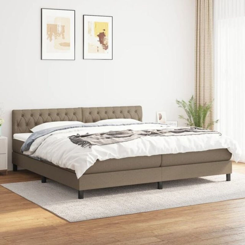 Vidaxl Boxspringbett mit Matratze in Taupe Meliert aus Stoff, B/T: 200 x 200 cm - Bild 1