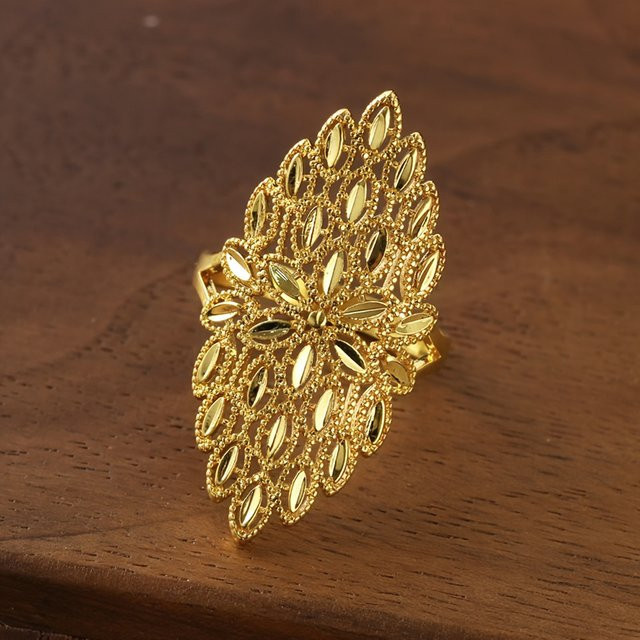 Huitan Ring, goldfarben, blattförmig, Damen - Bild 1
