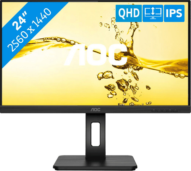 AOC Q24P2Q LED-Monitor Schwarz mit 60,5 cm (23,8 Zoll) IPS-Display, Quad HD 1440p, HDMI, DisplayPort und Lautsprechern - Bild 1