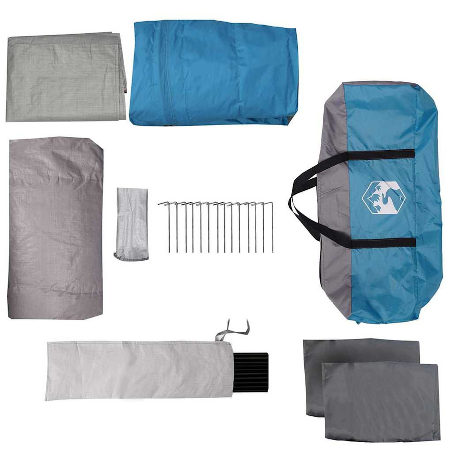 vidaXL Familienzelt mit Dach in Blau und Grau aus Polyester, B/T/H: 622 x 295 x 238 cm - Bild 6