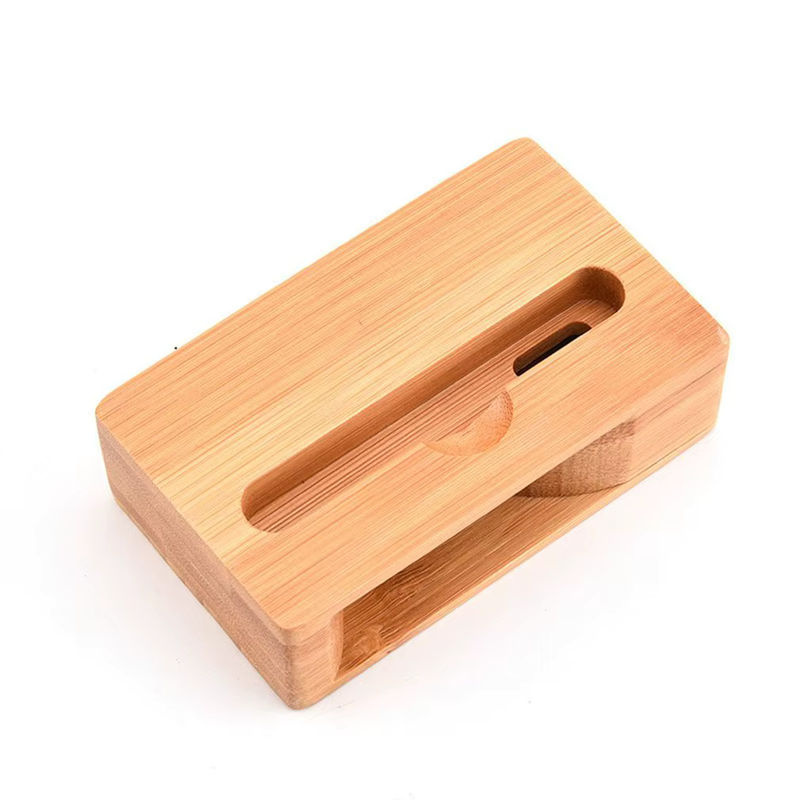 Bambus Lautsprecher Verstärker und Handy Halter aus Holz für Desktop-Ständer in Braun und Gelb - Bild 3