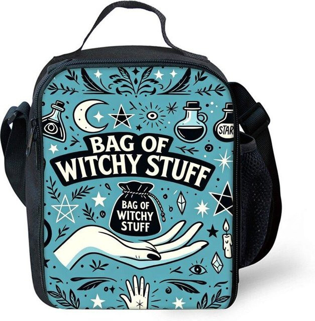 Isolierte Lunchtasche von Fancy Style Studio mit 2D Cartoon Motiv in Blau inklusive Schultergurt für Picknick und Lebensmittelaufbewahrung - Bild 1