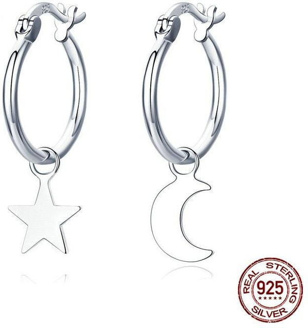 Allbestart Ohrringe 925 Silber, Stern und Mond, Damen - Bild 1