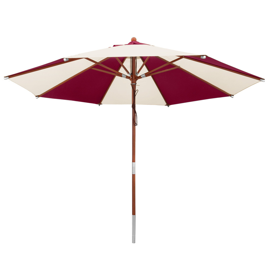 anndora Sonnenschirm rund Natural Burgundy gestreift mit UV-Schutz und Winddach, Durchmesser: 300 cm - Bild 1