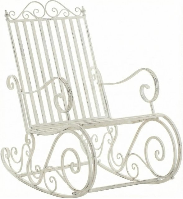 DELUKE Schaukelstuhl ANNA Outdoor Gartenstuhl im Landhausstil aus Metall in Antik-Weiß, B/T/H: 56 x 90 x 94 cm - Bild 1